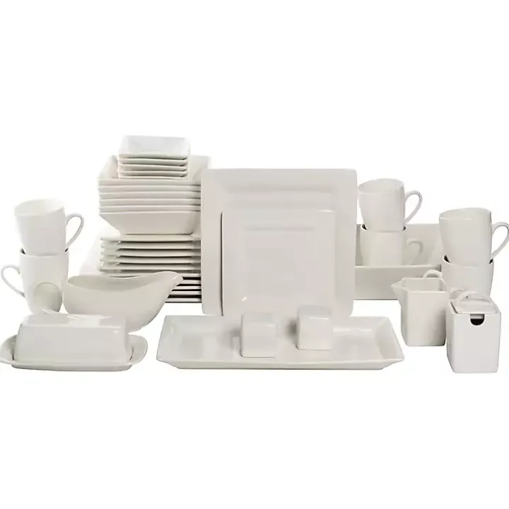 White Ceramic Square 40-pc. Dinnerware Set