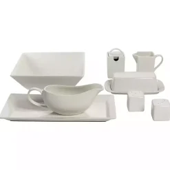 White Ceramic Square 40-pc. Dinnerware Set