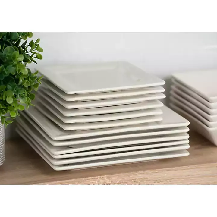White Ceramic Square 40-pc. Dinnerware Set