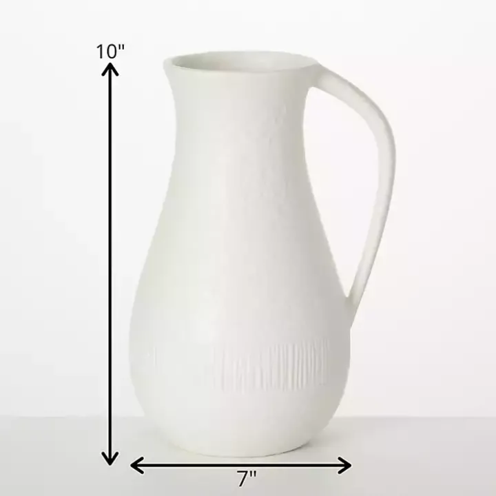 White Chiffon Stone Pitcher Vase