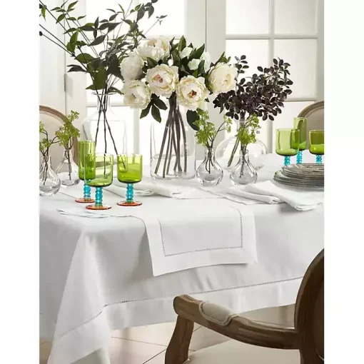 White Classic Hemstitch Border Polyester Runner