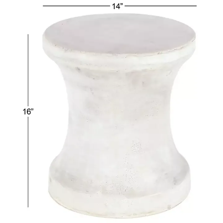 White Clay Hourglass Accent Table