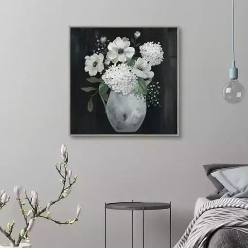 White Country Collection Framed Canvas Art Print