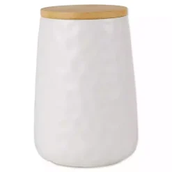 White Dimpled Bamboo Canisters, Set of 2