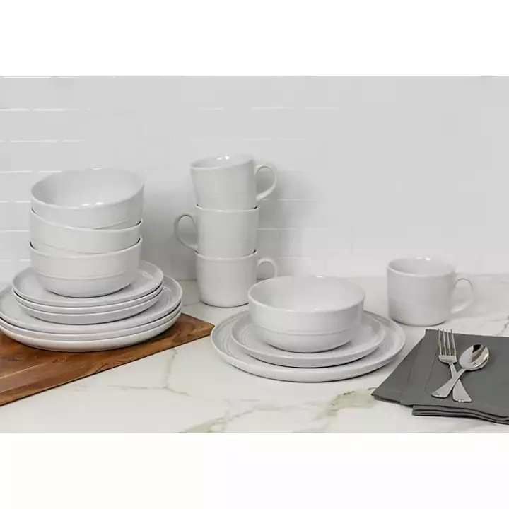 White Double Line 16-pc. Dinnerware Set
