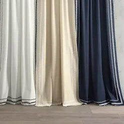 White Embroidered Ric Rac Curtain Panel, 84 in.