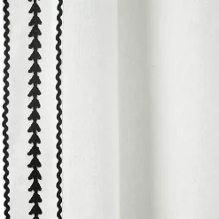 White Embroidered Ric Rac Curtain Panel, 84 in.