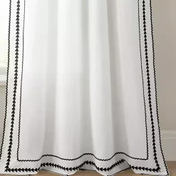 White Embroidered Ric Rac Curtain Panel, 84 in.