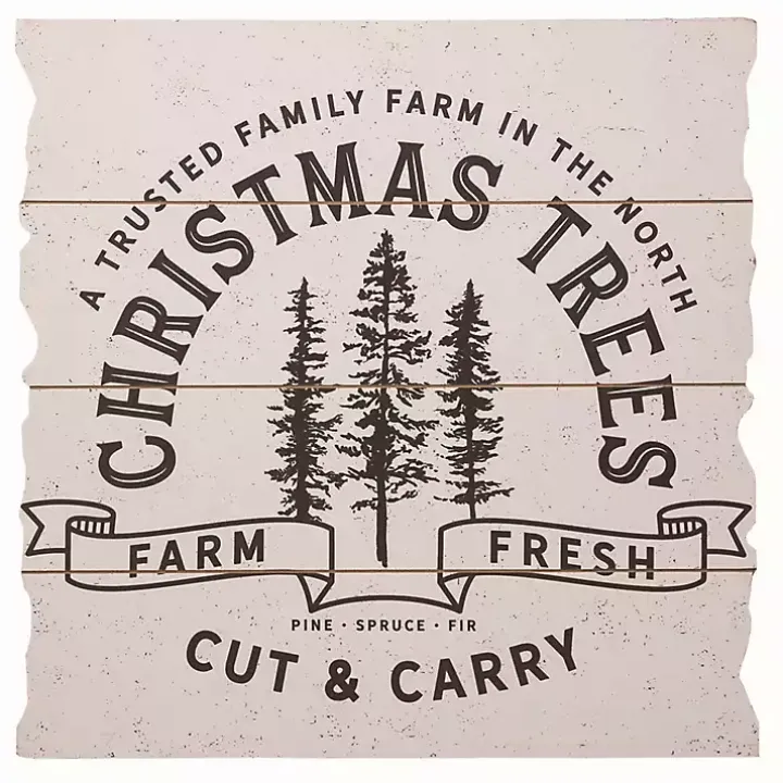 White Farm Fresh Christmas Trees Wall Plaque