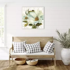 White Floral Bliss Framed Canvas Art Print