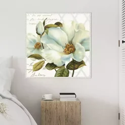 White Floral Bliss Framed Canvas Art Print