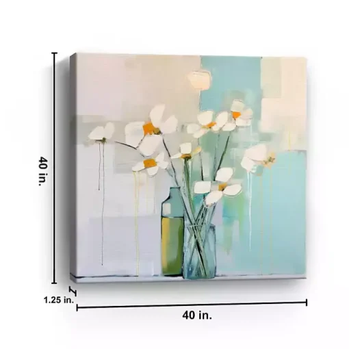White Flowers on the Window Canvas Art Print