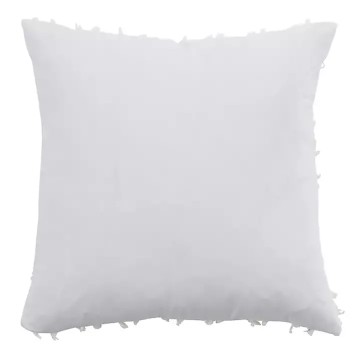White Fringe Stripe Throw Pillow