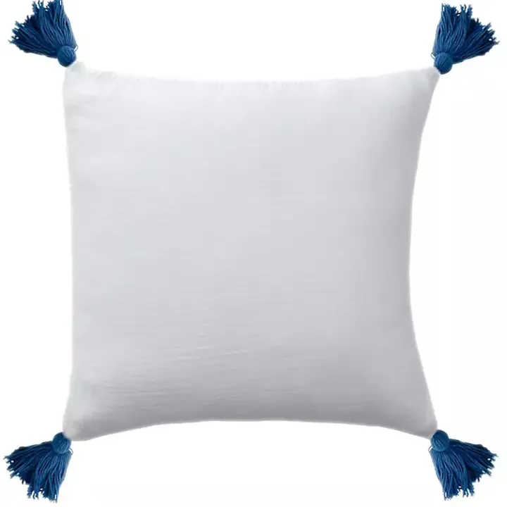 White Gauze Organic Tassel Throw Pillow