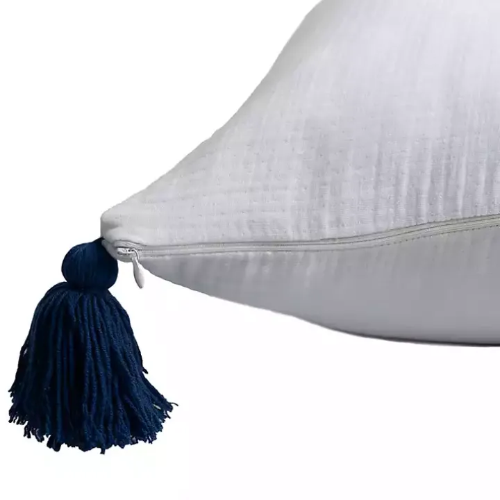 White Gauze Organic Tassel Throw Pillow