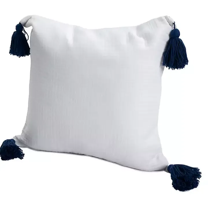 White Gauze Organic Tassel Throw Pillow
