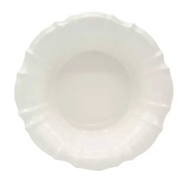 White Glazed Scalloped Ceramic Pasta Bowl