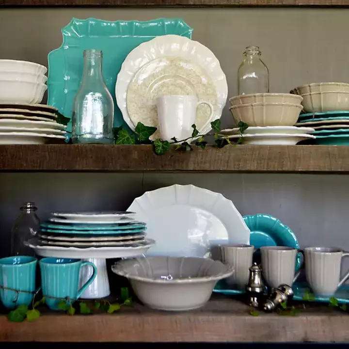 White Glazed Scalloped Ceramic Pasta Bowl