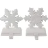 White Glitter Snowflake Stocking Holders, Set of 2