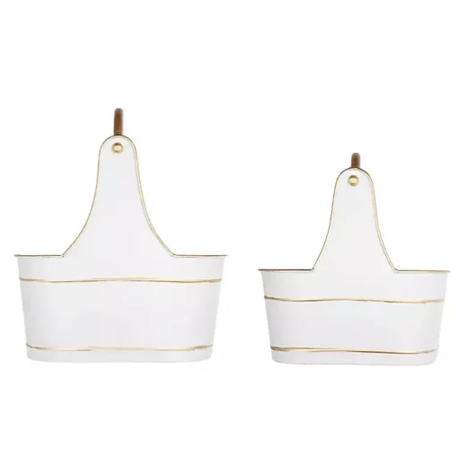 White Iron Merry Christmas Baskets, Set of 2