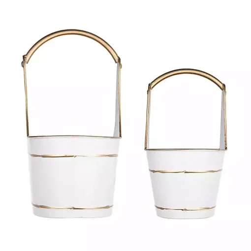 White Iron Merry Christmas Baskets, Set of 2