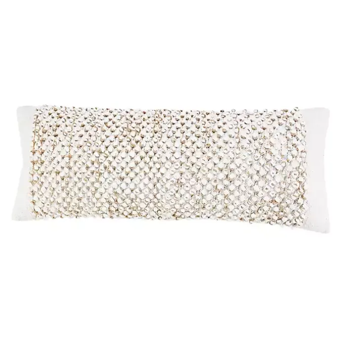 White Jute Hand Knotted Lumbar Pillow