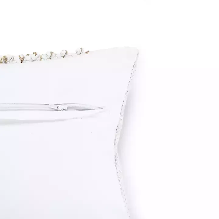 White Jute Hand Knotted Lumbar Pillow