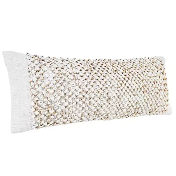 White Jute Hand Knotted Lumbar Pillow