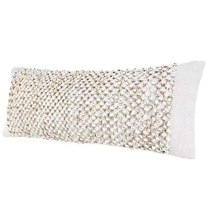 White Jute Hand Knotted Lumbar Pillow