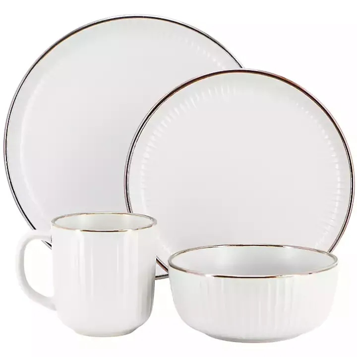 White Leo Stoneware 16-pc. Dinnerware Set
