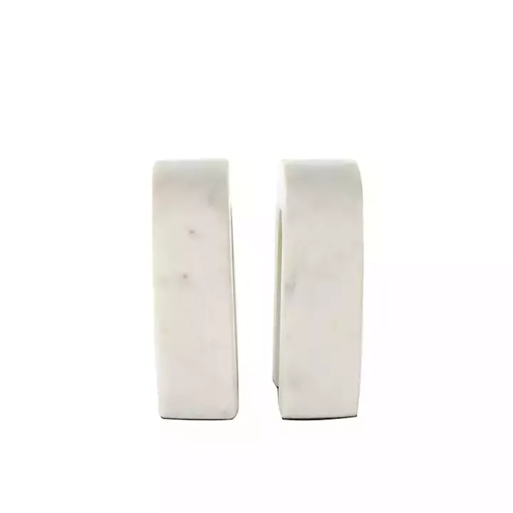 White Marble Arched Bookends, Set of 2
