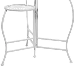 White Metal Floral 3-Tier Plant Stand