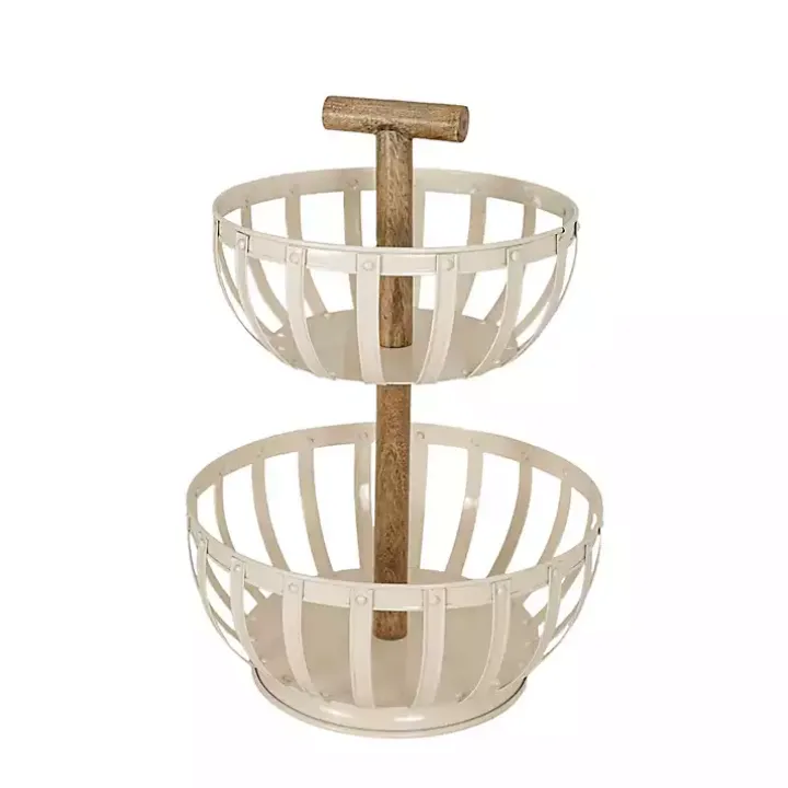 White Metal 2-Tier Kitchen Basket