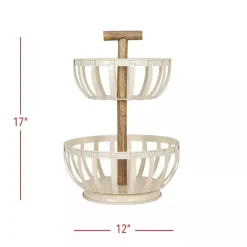 White Metal 2-Tier Kitchen Basket
