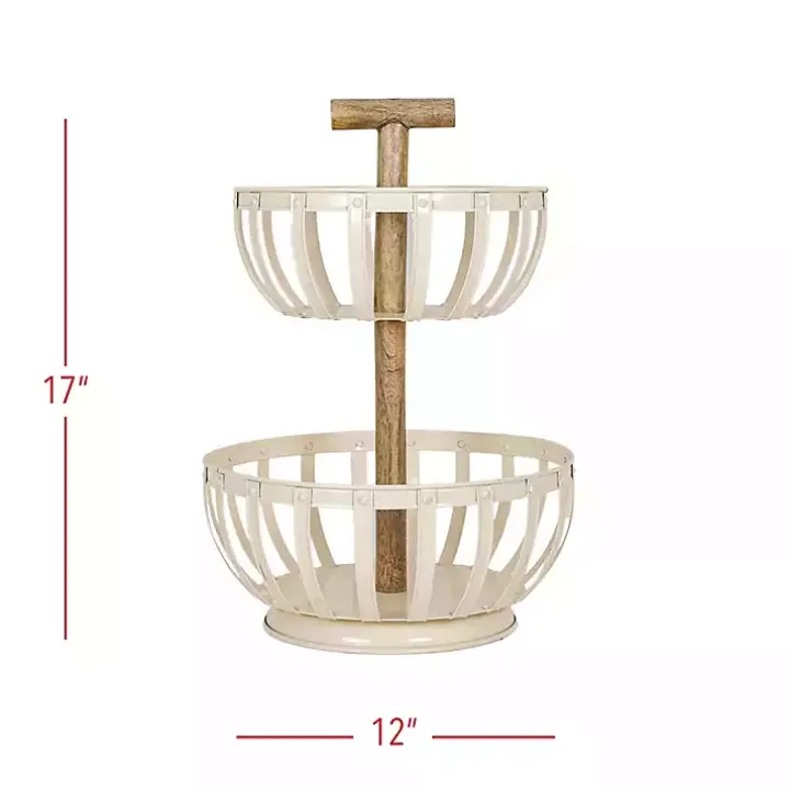 White Metal 2-Tier Kitchen Basket