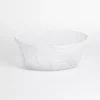 White Metal Wire Basket with Handle
