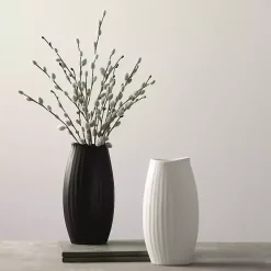White Modern Ribbed Ceramic Vase