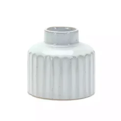 White Porcelain Ribbed Vases, Set of 2