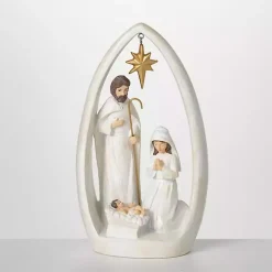 White Resin Holy Family Nativity Scene