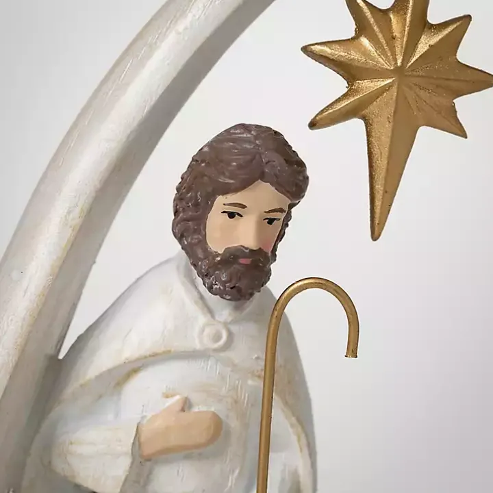 White Resin Holy Family Nativity Scene