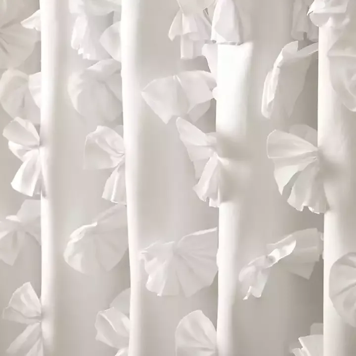 White Riley Cascading Bows Shower Curtain