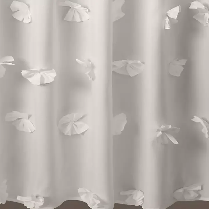 White Riley Cascading Bows Shower Curtain