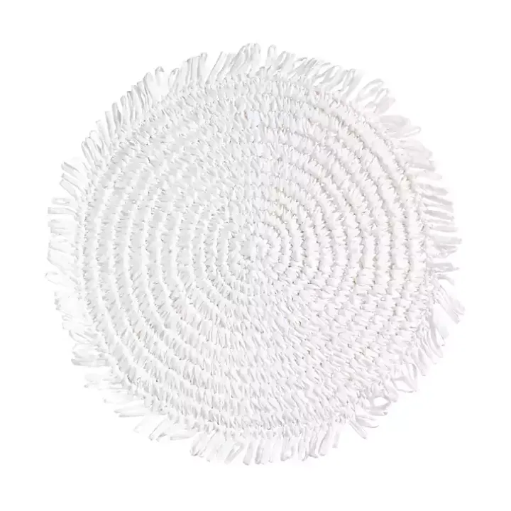 White Rustic Raffia Placemats, Set of 4