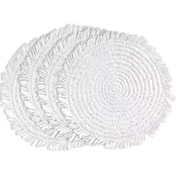 White Rustic Raffia Placemats, Set of 4