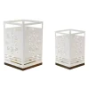 White Snowflake Cutout Candle Holders, Set of 2