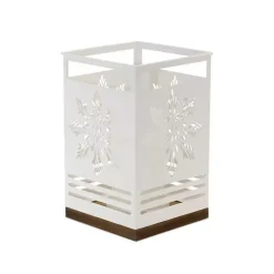 White Snowflake Cutout Candle Holders, Set of 2