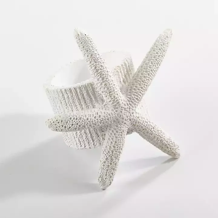 White Starfish Napkin Rings, Set of 4