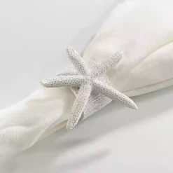 White Starfish Napkin Rings, Set of 4