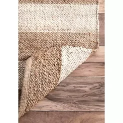 White Stripe Jute Area Rug, 5x8
