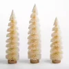 White Swirl Bottle Brush Christmas Trees, Set of 3